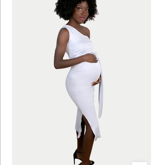 NWT! - One Shoulder, Fitted, Tie Maternity Dress - Size 2 - Picture 2 of 6